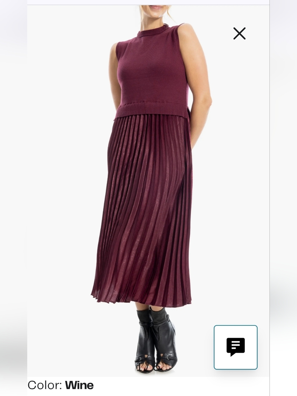 Max Studio Sleeveless Pleated Maxi Dress in Burgundy - Picture 2 of 11